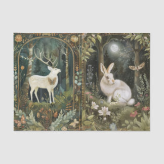 Lovely White Deer & Rabbit in the Forest Moonlight Tissue Paper