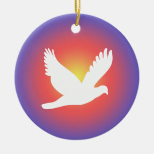 lovely white dove and deer Christmas Ceramic Tree Decoration