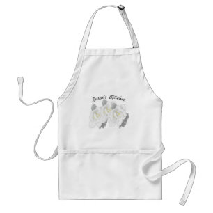 Lovely White Gardenia Flower on White Standard Apron