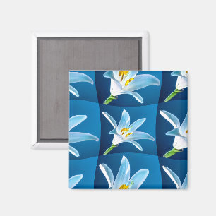 Lovely White Lily Pattern Magnet