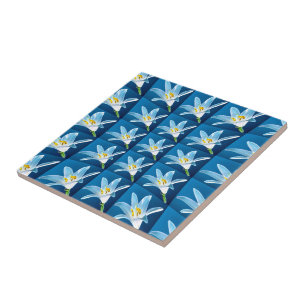 Lovely White Lily Pattern Tile
