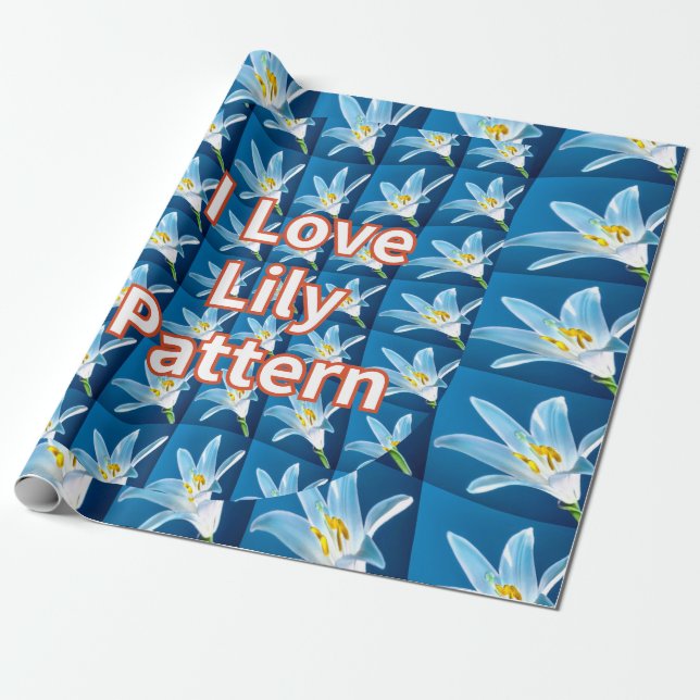 Lovely White Lily Pattern Wrapping Paper (Unrolled)