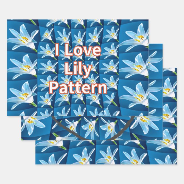 Lovely White Lily Pattern Wrapping Paper Sheet (Set)