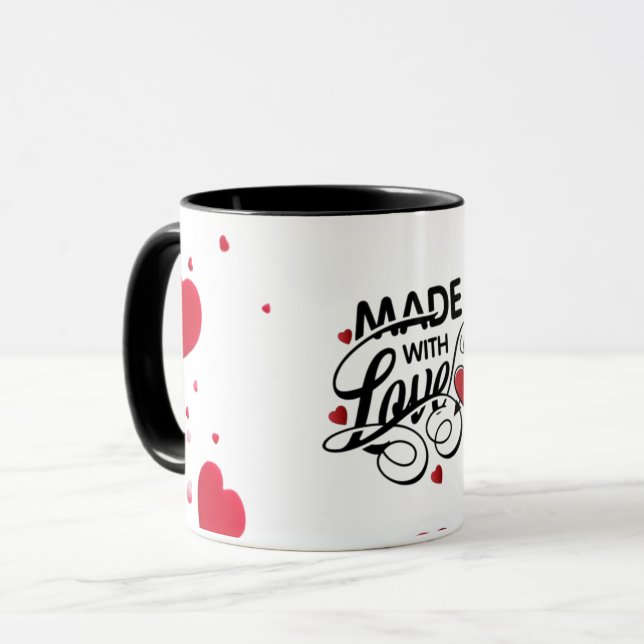 Lovely White Mug: Made with Love Mug (Front Left)