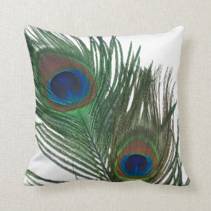 Lovely White Peacock Feather Cushion