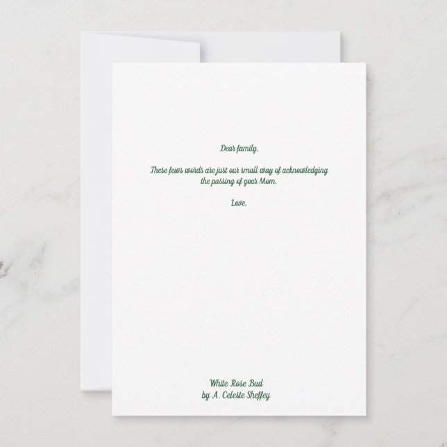 Lovely White Rosebud greeting card (Back)