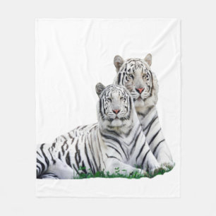 Lovely white tiger fleece blanket