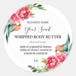 Lovely White With Pink Rose Body Butter Labels
