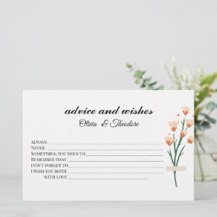 Lovely Wildflower Bridal Advice And Wishes Card
