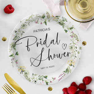 Lovely Wildflower Bridal Shower Paper Plate