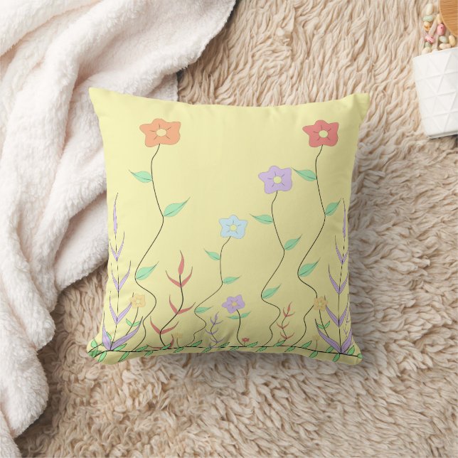 Lovely Wildflowers Throw Pillow (Blanket)