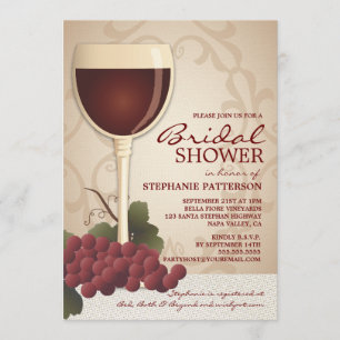 Lovely Wine & Grapes Bridal Shower Invitation