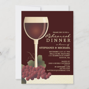 Lovely Wine & Grapes Rehearsal Dinner Invitation