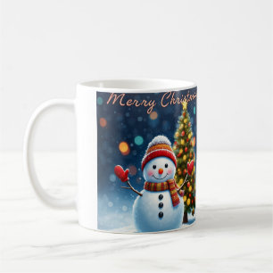 "Lovely Winter Charm: Christmas Trees & Snowmen De Coffee Mug
