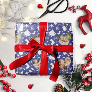 Lovely Winter Pattern Photo Collage Christmas Wrapping Paper