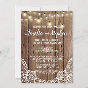 Lovely Wooden Rustic Wedding Invitation