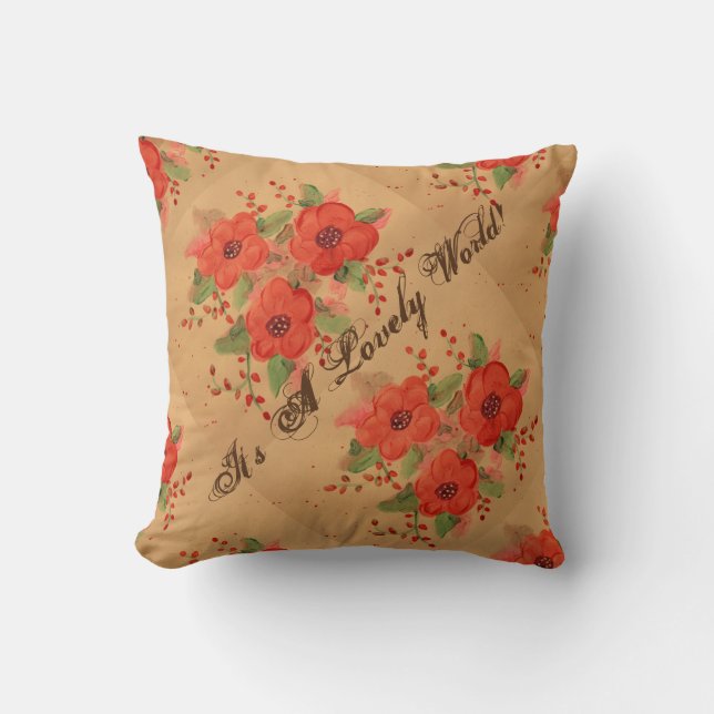 Lovely World - Red Pillow (Front)