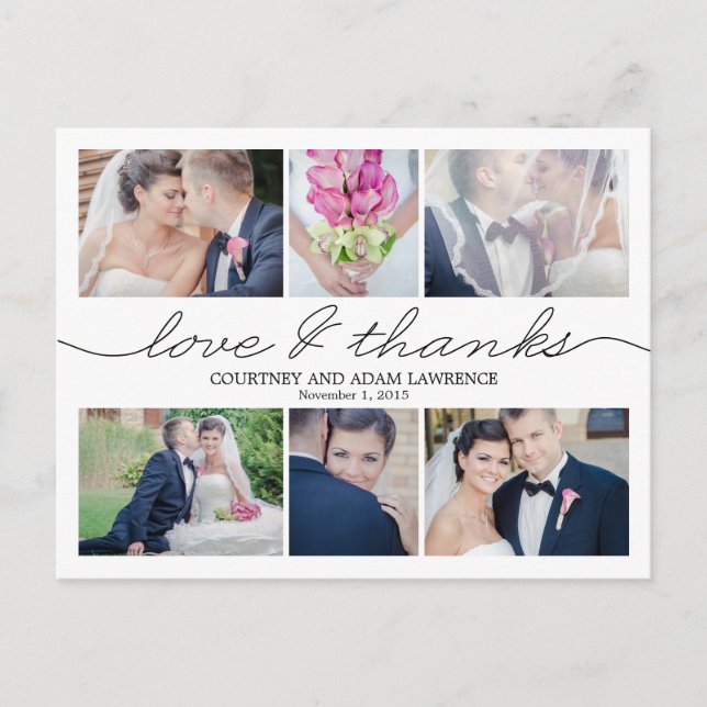 Lovely Writing Wedding Thank You Card - White (Front)
