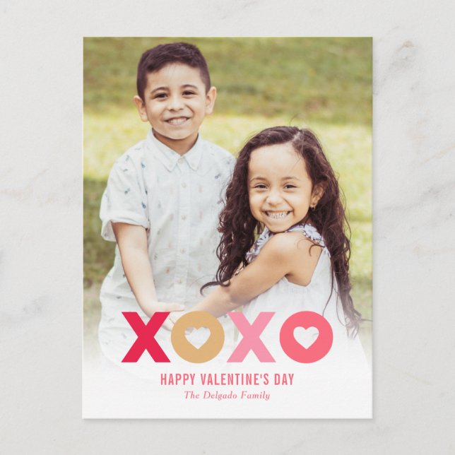 Lovely XOXO Editable Colour Valentine's Postcard (Front)