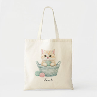 Lovely Yarn Kitten Tote Bag