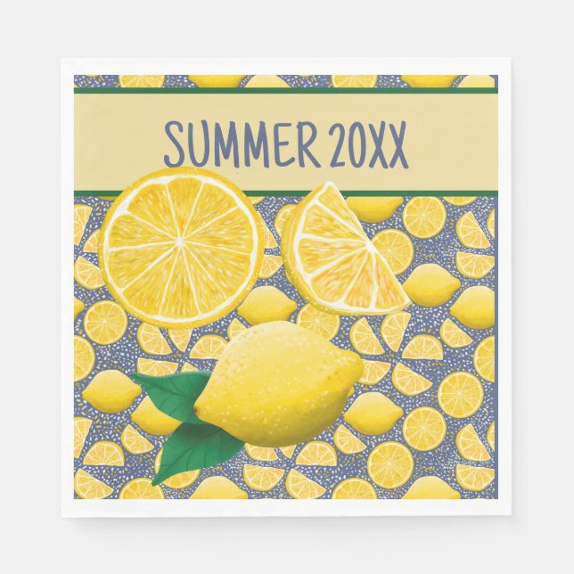 Lovely Yellow Lemons Summer Paper Napkin (Front)