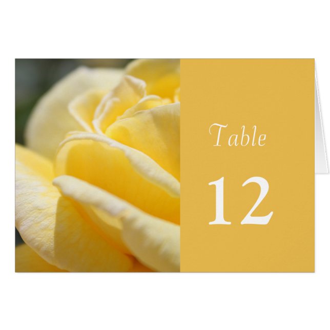 lovely yellow rose flower dinner table number (Front Horizontal)