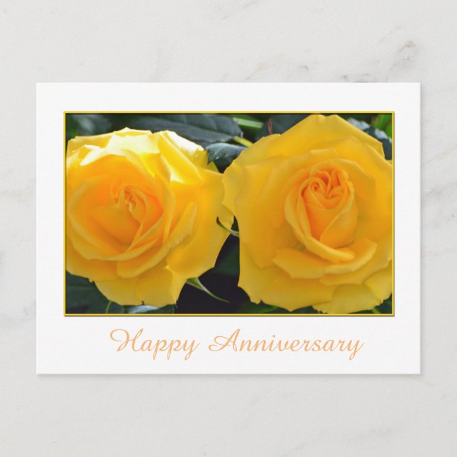 Lovely yellow rose flowers happy anniversary postcard (Front)