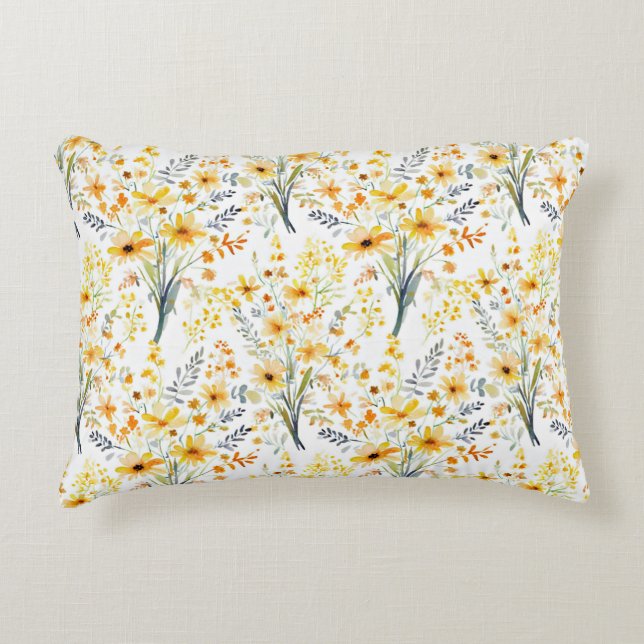 Lovely yellow spring wildflowers decorative cushion (Front)