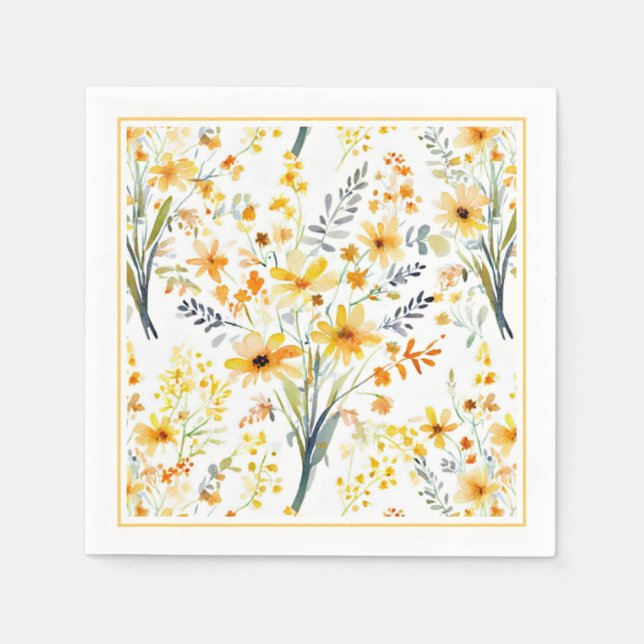 Lovely yellow spring wildflowers napkin (Front)