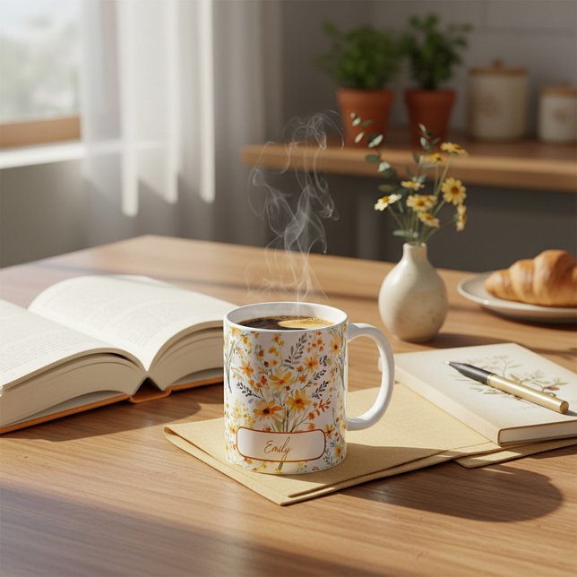 Lovely yellow spring wildflowers personalised coffee mug (Creator Uploaded)