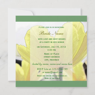 Lovely yellow tulip flowers green bridal shower invitation
