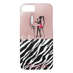 Lovely Zebra Print,Ribbon Bow,Women Silhouette Case-Mate iPhone Case