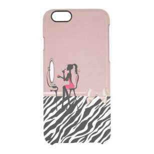 Lovely Zebra Print,Ribbon Bow,Women Silhouette Clear iPhone 6/6S Case