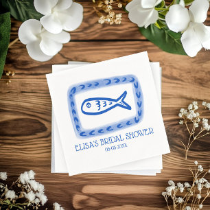 LoveNotes from Sea Cute Fish CUSTOM Bridal Shower Napkin