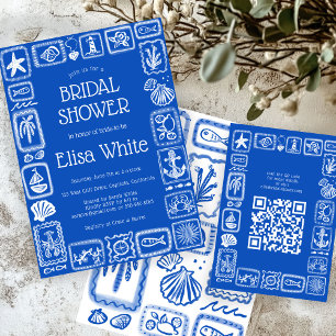 LoveNotes from Sea Modern CUSTOM QR  Bridal Shower Enclosure Card