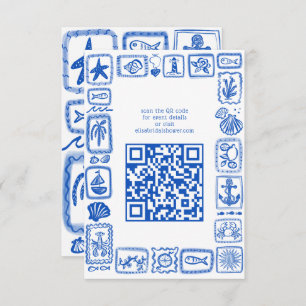 LoveNotes from Sea Modern CUSTOM QR  Bridal Shower Enclosure Card