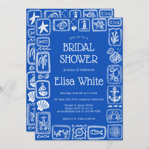 LoveNotes from Sea Modern CUSTOM QR Bridal Shower Invitation