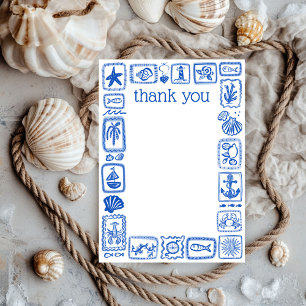 LoveNotes from the Sea Modern Cute Bridal Shower Thank You Card