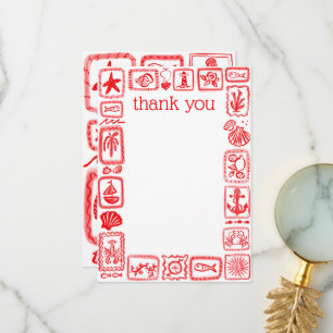 LoveNotes from the Sea Modern Cute Bridal Shower Thank You Card