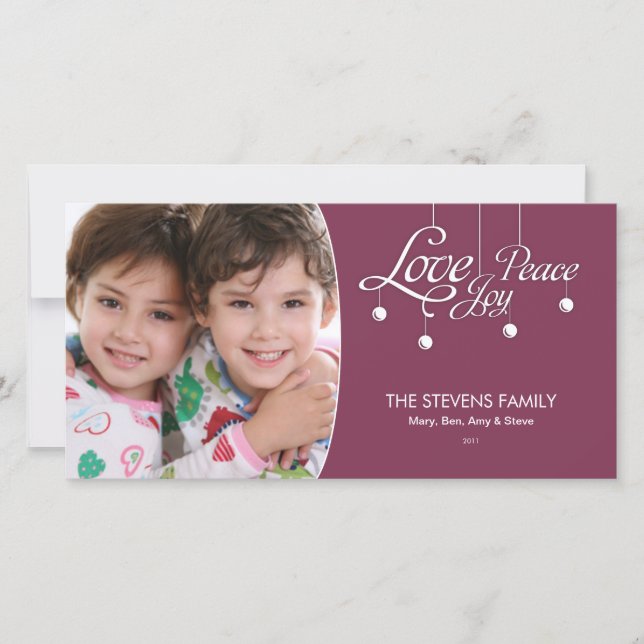 LovePeaceJoy Hanging Ornament Premium Photo Card (Front)