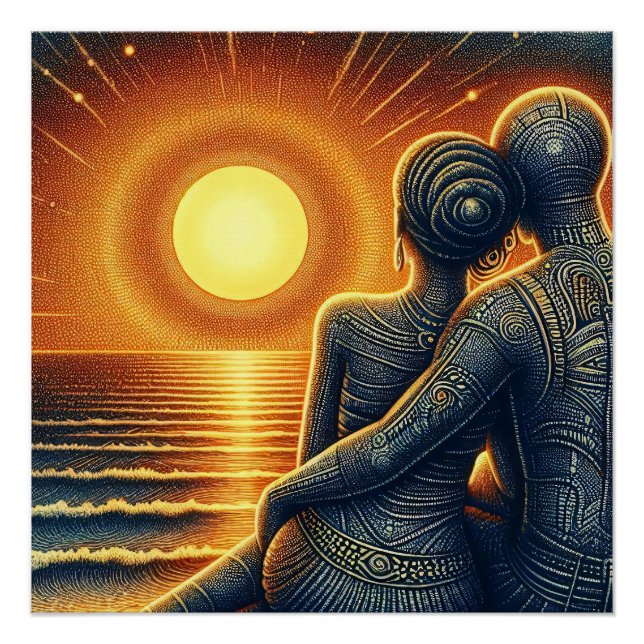 Lover at Sunset by the Sea Poster (Front)