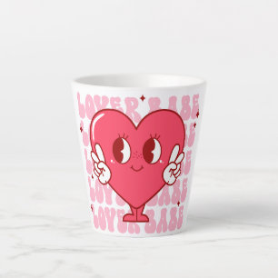 Lover Babe   Cute Smiling Heart & Repeating Text Latte Mug