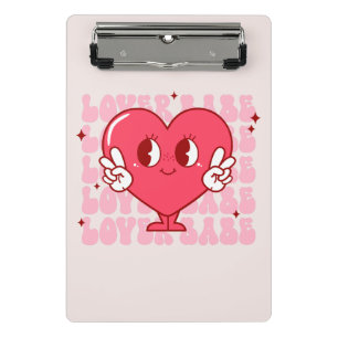 Lover Babe Cute Smiling Heart & Repeating Text Mini Clipboard