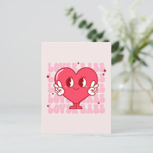 Lover Babe Cute Smiling Heart & Repeating Text Postcard