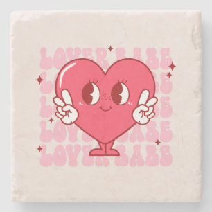 Lover Babe Cute Smiling Heart & Repeating Text Stone Coaster