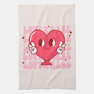 Lover Babe   Cute Smiling Heart & Repeating Text Tea Towel
