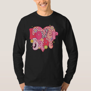 Lover Babe Retro Checkered Groovy Heart Happy Vale T-Shirt