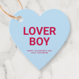 Lover boy blue heart funny cute Valentine's Day Favour Tags