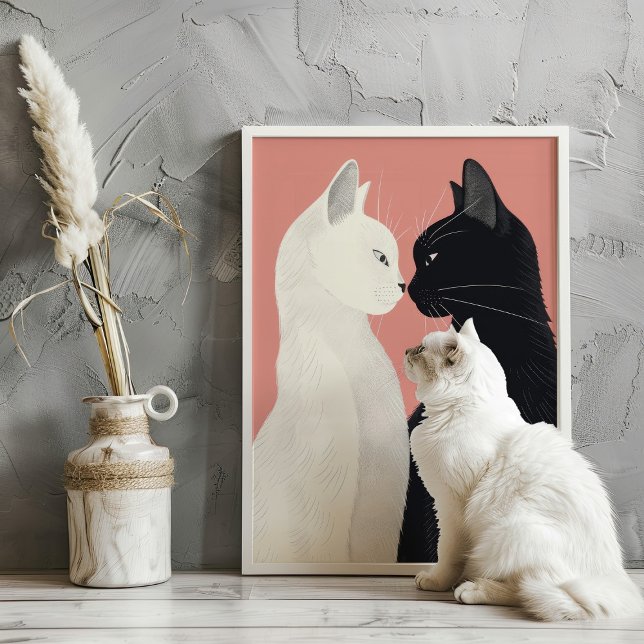 Lover Cats Valentine Felines Pastel Art Print (Creator Uploaded)