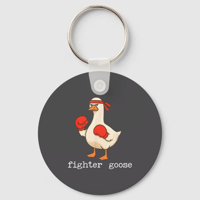 Lover Goose And Fighter Goose, Funny Couple Goose  Key Ring (Front)